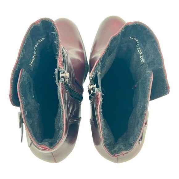 Marco Tozzi Boots Women's 37 US 6.5 Strappy Side Zipper Burgundy Ankle Boots - Picture 7 of 13